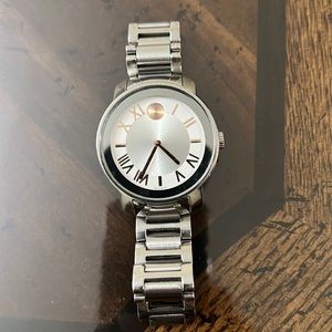 Movado BOLD Silver Rose Gold watch.